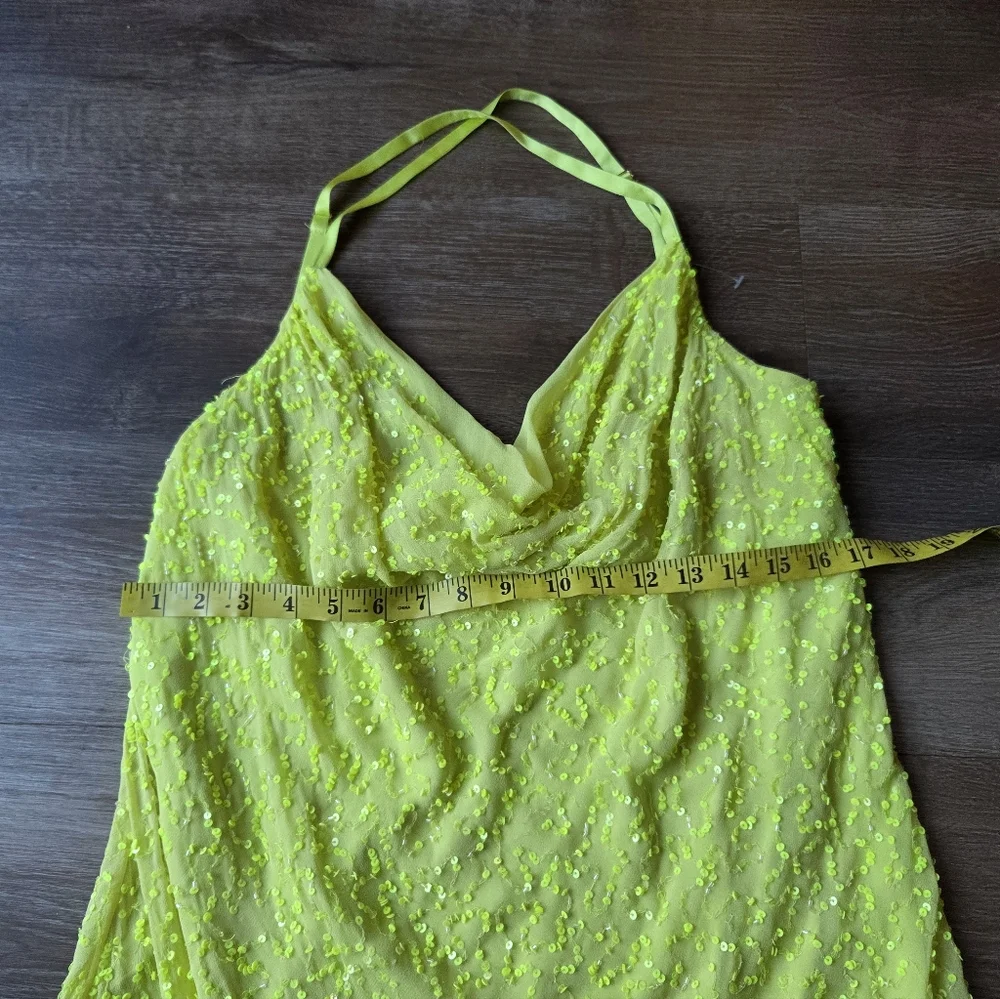 Show Me Your MuMu Lime Green Sequin Cowl Neck Mini Dress - Picture 13 of 16